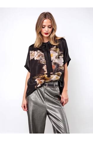 Religion Black Lola Oversized Blouse In Large Floral Placement Print - Image 2 of 7