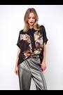Religion Black Lola Oversized Blouse In Large Floral Placement Print - Image 2 of 7