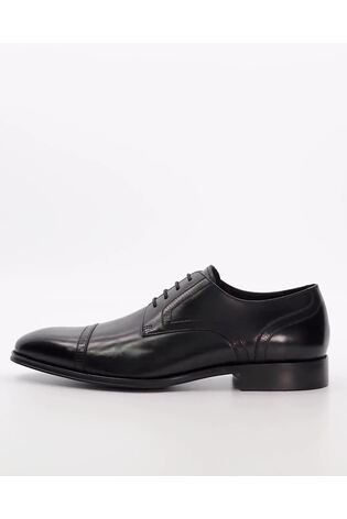 Dune London Black Salone Laser Toe Cap Gibson Shoes - Image 2 of 6