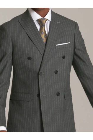 Skopes Grey Double Breasted Cassius Single Breasted Tailored Fit Stripe Suit Jacket - Image 2 of 7