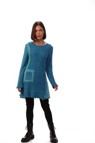 Roman Blue Textured Pocket Detail Longline Jumper - Image 2 of 6