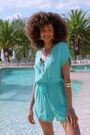 Sosandar Blue Crochet Detail Drawstring Waist Playsuit - Image 2 of 6