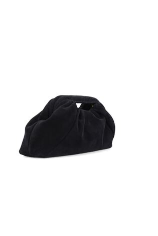 Suede Cut-Out Handle Pouch Clutch Bag in Navy - Image 2 of 7