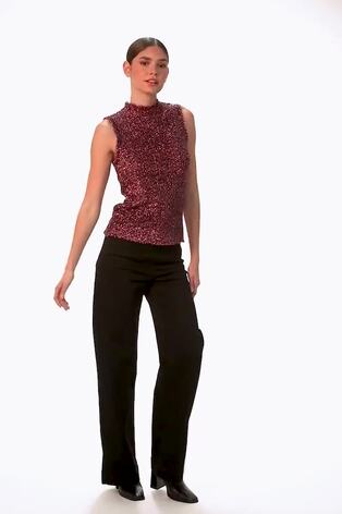 Roman Pink High Neck Fluffy Knit Top - Image 2 of 6