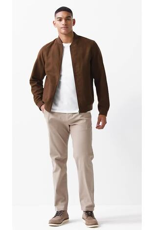 Brown Faux Suede Bomber Jacket - Image 2 of 10