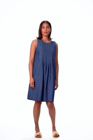 Roman Blue Denim Pintuck Detail Pocket Dress - Image 2 of 5