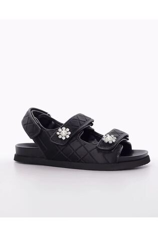 Dune London Black Lamara Double Strap Footbed Sandals - Image 2 of 6