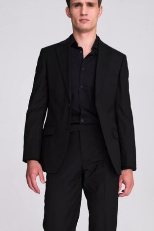 MOSS Black Regular Fit Stretch Suit: Jacket