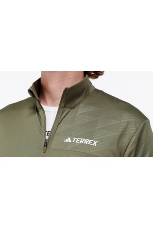 adidas Terrex Khaki Green Half Zip Long Sleeve Fleece - Image 2 of 8