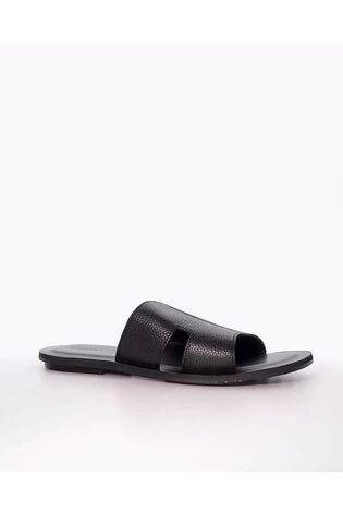 Negro - Dune London Initially Tumbled Leather Flat Sandals - Imagen 2 de 7