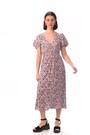 Roman Pink Abstract Print Shirred Midi Dress - Image 2 of 6