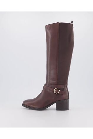 Dune London Brown Tildings Strap Detail High Leg Boots - Image 2 of 5