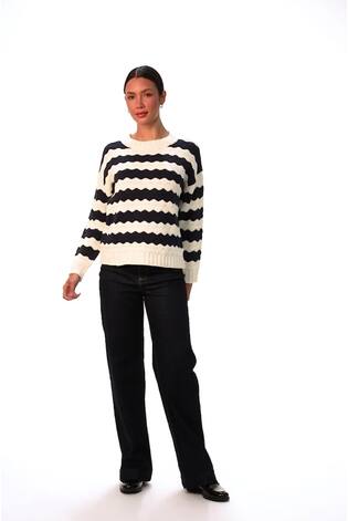Roman Blue Wave Colour Block Knit Jumper - Image 2 of 6