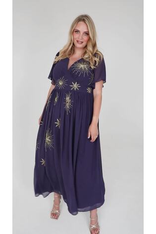 Lovedrobe Blue Star Embellished Split Front Maxi Dress - Image 2 of 7
