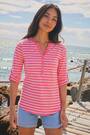 Roman Pink Petite Stripe V-Neck Button Top - Image 2 of 6