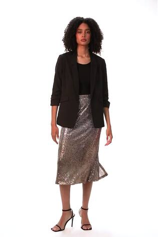 Roman Metallic Fluted Hem Sequin Skirt - Image 2 of 6