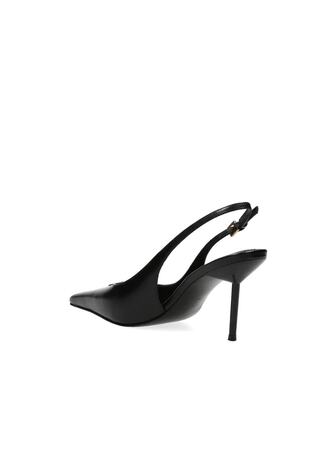 Leather Hardware-Detail Mid-Heel Court Shoes in Black - Image 2 of 6
