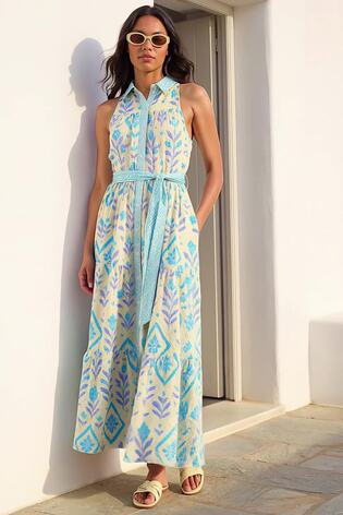 Roman Blue Leafy Tiered Maxi Dress - Image 2 of 5