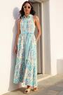 Roman Blue Leafy Tiered Maxi Dress - Image 2 of 5