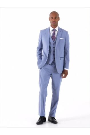 Skopes Tailored Fit Pale Blue Check Fontelo Suit: Jacket - Image 2 of 5