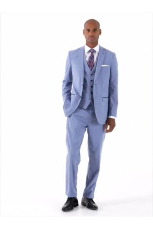 Skopes Pale Blue Tailored Fit Check Fontelo Suit: Jacket - Image 2 of 5