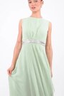 Quiz Sage Green Chiffon Maxi Bridesmaid Dress with Sequin Belt - Image 2 of 2
