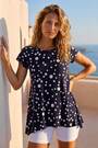 Roman Blue Spot Print Hanky Hem Stretch Top - Image 2 of 5