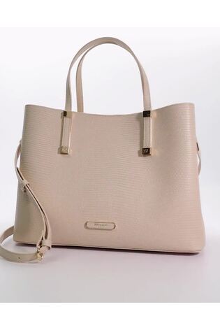Dune London Cream Chrome Dorry Large Unlined Tote Bag - Image 2 of 6
