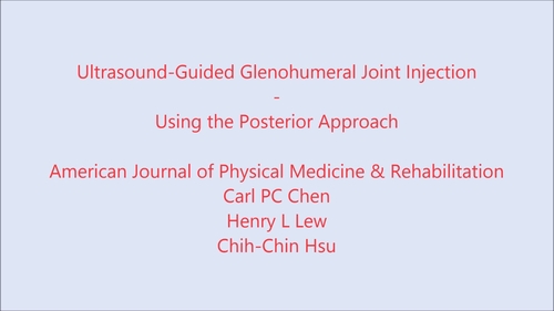 VOL(ISSUE) CME - Title of ARTICLE - Video # - Title of VIDEO: Ultrasound-Guided Glenohumeral Joint Injection – Using the Posterior Approach