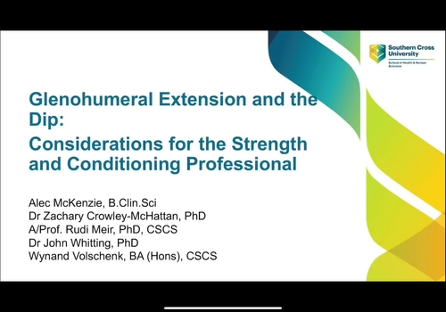 Video Abstract: Glenohumeral Extension and the Dip: Considerations for the Strength and Conditioning Professional