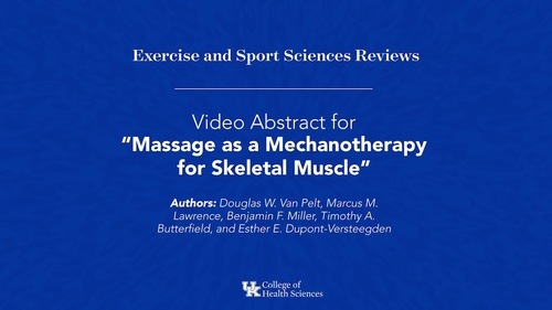 Video Abstract: Massage as a Mechanotherapy for Skeletal Muscle