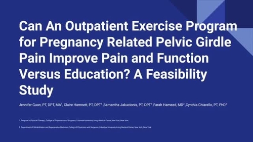 Can an Outpatient Exercise Program for Pregnancy-Related Pelvic Girdle Pain Improve Pain and Function Versus Education? A Feasibility Study