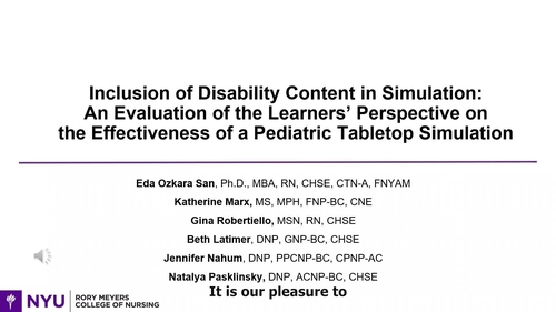 Inclusion of Disability Content in Simulation An Evaluation of the Learners' Perspective on the Effectiveness of a Pediatric Tabletop Simulation