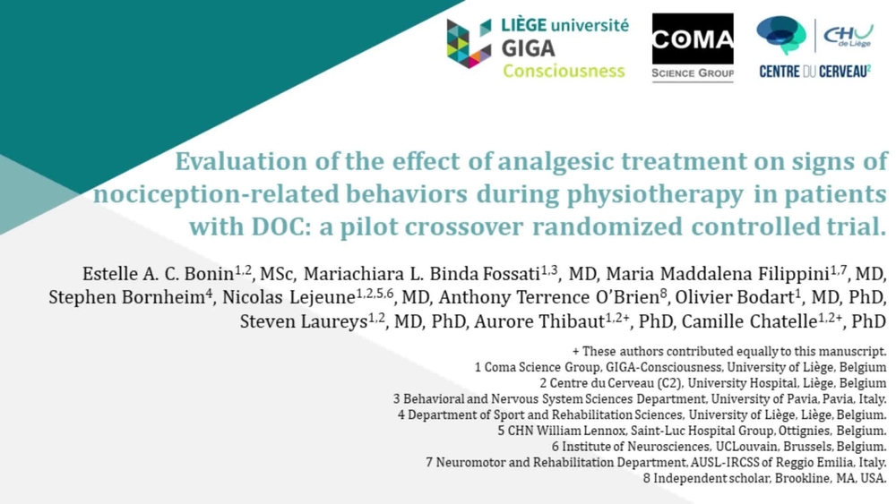 Evaluation of the effect of analgesic treatment on signs of nociception-related behaviors during physiotherapy in patients with DOC: a pilot crossover randomized controlled trial.