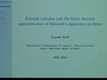 Image for Exterior calculus and the finite element approximation of Maxwell's eigenvalue problem