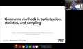 Image for Geometric Methods in Statistics, Optimization, and Sampling