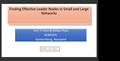 Image for Finding Effective Spreaders for Fast Communication in Small and Large Networks