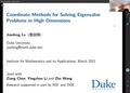 Image for Coordinate Methods for Solving Eigenvalue Problems in High Dimensions