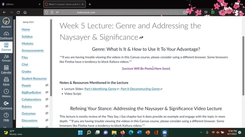 Thumbnail for ENGL 1010 Lecture: Genre