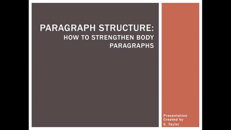 Thumbnail for entry ENGL 1010, Unit 2: Paragraph Structure