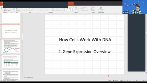 Thumbnail for entry BTNY 2104 2021_02_03: How Cells Work With DNA, Parts 2-4: Gene Expression Overview, Gene Expression Details (Transcription, Translation), Gene Expression Summary