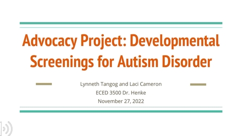 Thumbnail for entry Advocay Project: ASD Screenings
