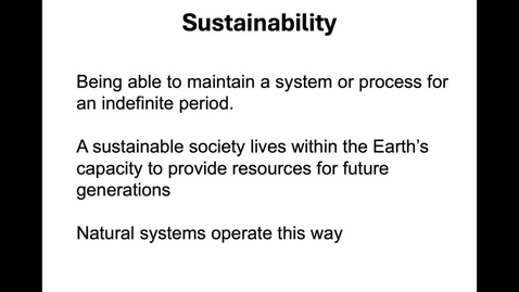 Thumbnail for Intro lecture 4: Sutainability