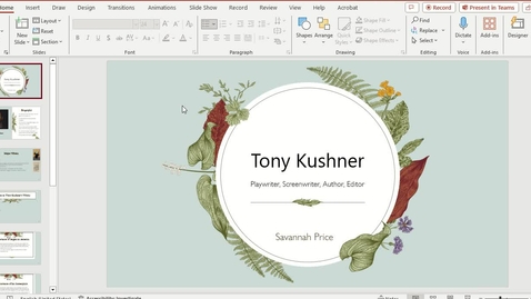 Thumbnail for Presentation on Tony Kushner S.Price