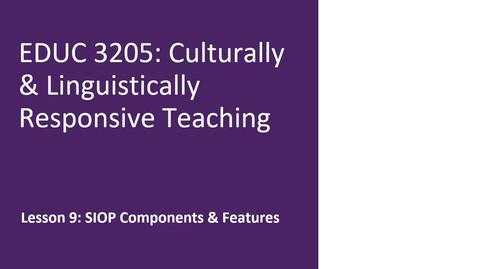 Thumbnail for SIOP Components and Features