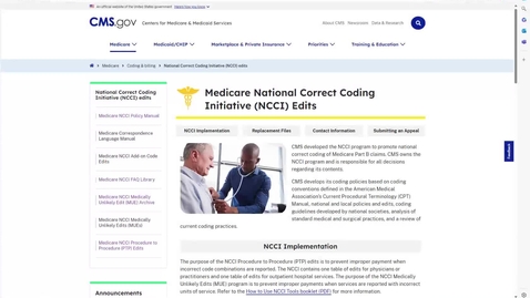 Thumbnail for CMS Website and the NCCI Policy Manual