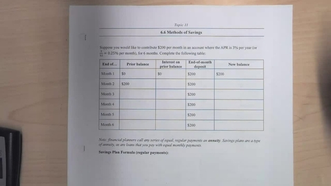 Thumbnail for Topic 11 - Methods of Savings