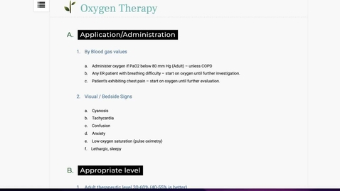 Thumbnail for Oxygen Therapy.mp4 - Quiz