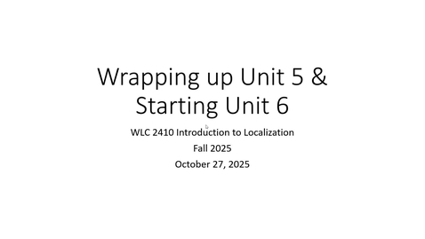 Thumbnail for WLC 2410 Fall 2025 - Monday, 10/27 Announcement