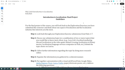 Thumbnail for WLC 2410 Fall 2024 Final Project Guidelines